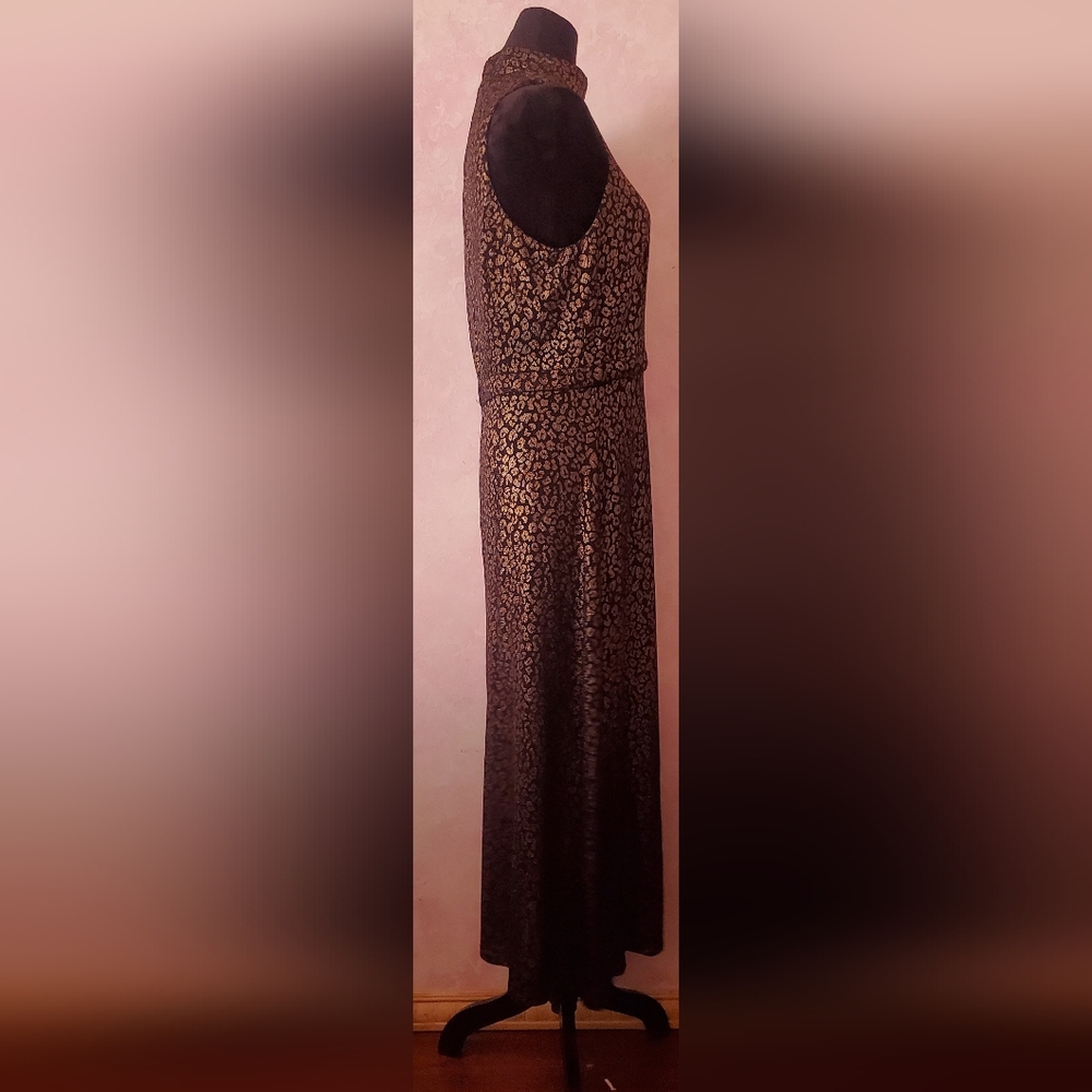 Donna Morgan Black and Gold Animal Print Dress - Picture 6 of 6
